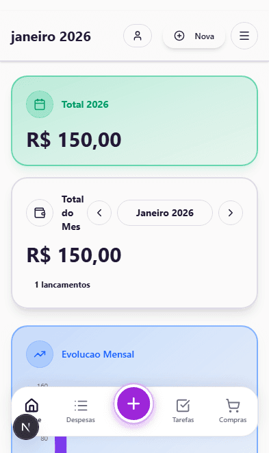 Aplicativo no celular para acompanhar o orcamento